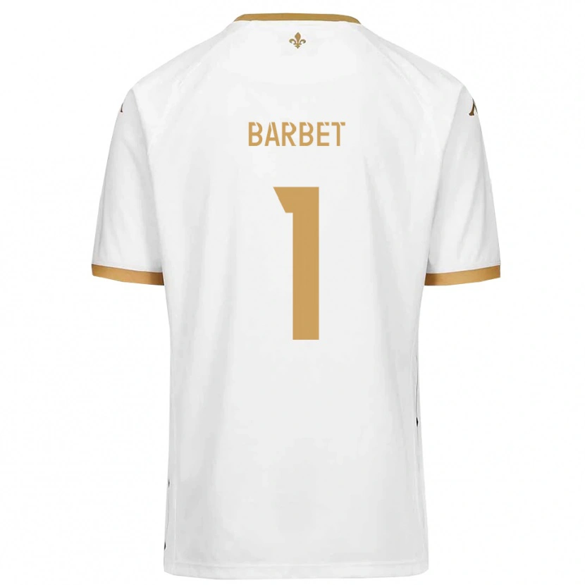 Danxen Enfant Maillot Hugo Barbet #1 Blanc Or Tenues Extérieur 2025/26 T-Shirt