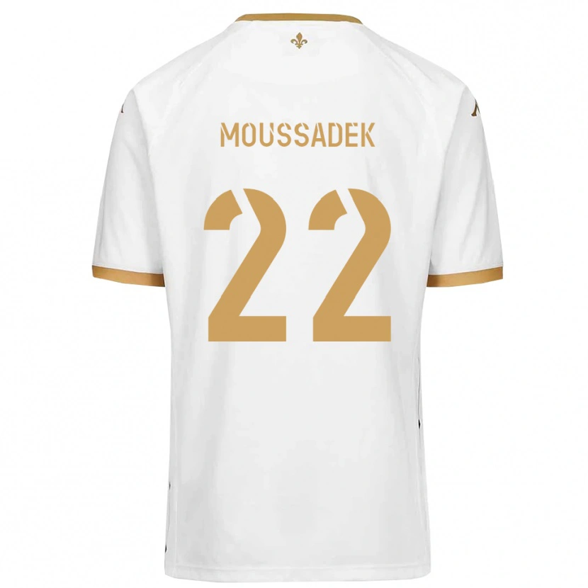 Danxen Enfant Maillot Djamal Moussadek #22 Blanc Or Tenues Extérieur 2025/26 T-Shirt