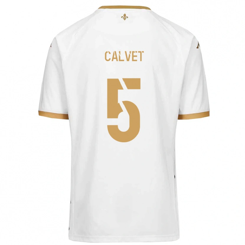 Danxen Enfant Maillot Raphaël Calvet #5 Blanc Or Tenues Extérieur 2025/26 T-Shirt