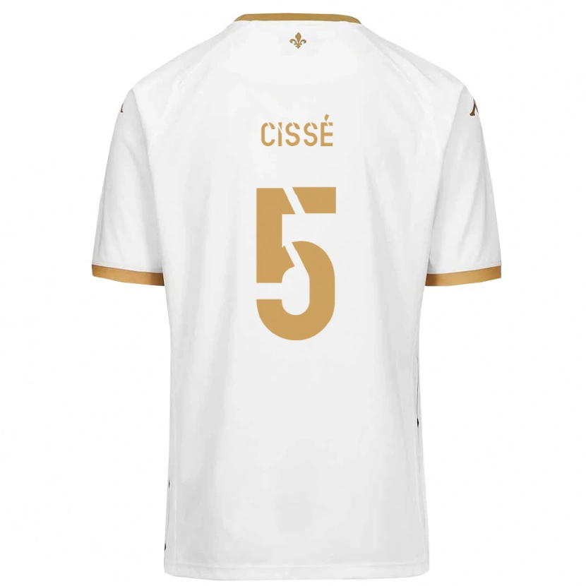 Danxen Enfant Maillot Bilal Cissé #5 Blanc Or Tenues Extérieur 2025/26 T-Shirt