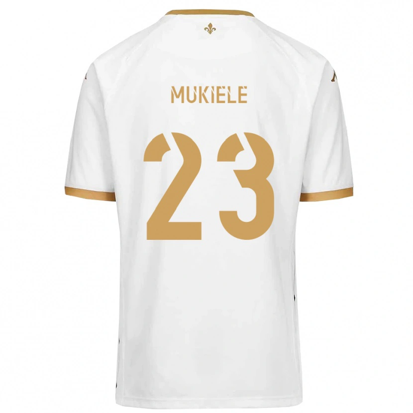 Danxen Enfant Maillot Norvin Mukiele #23 Blanc Or Tenues Extérieur 2025/26 T-Shirt