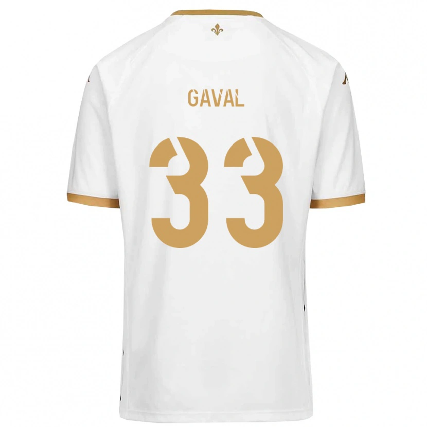 Danxen Enfant Maillot Aimé Gaval #33 Blanc Or Tenues Extérieur 2025/26 T-Shirt