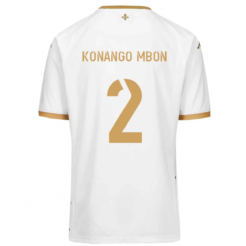 Danxen Enfant Maillot Jordan Konango Mbon #2 Blanc Or Tenues Extérieur 2025/26 T-Shirt