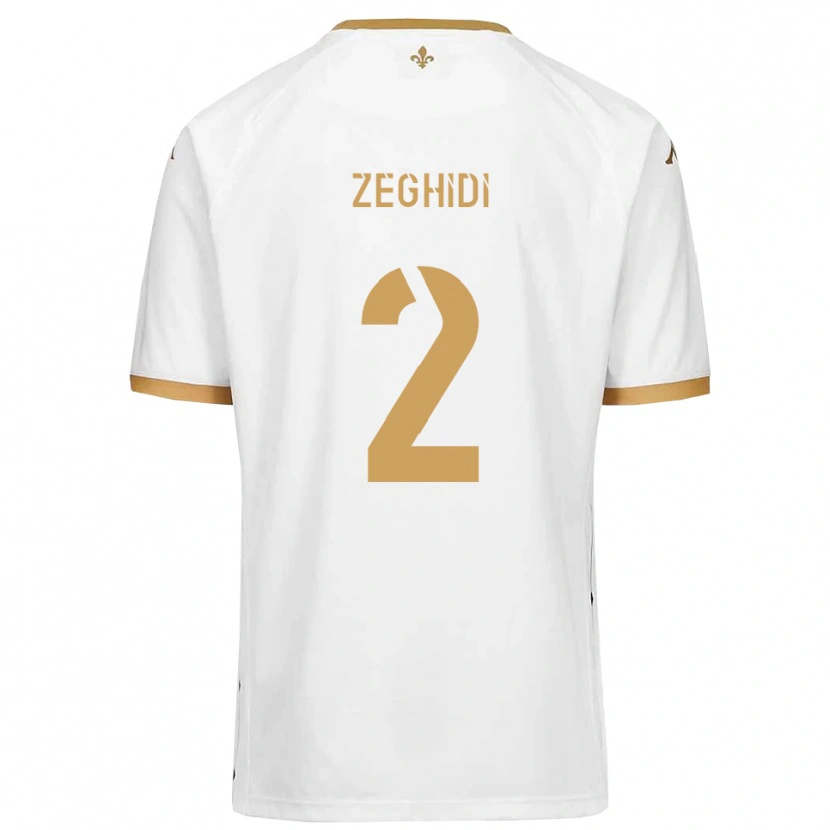 Danxen Enfant Maillot Yanis Zeghidi #2 Blanc Or Tenues Extérieur 2025/26 T-Shirt