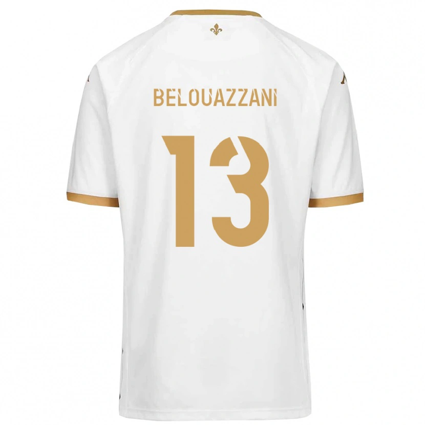 Danxen Enfant Maillot Islam Belouazzani #13 Blanc Or Tenues Extérieur 2025/26 T-Shirt