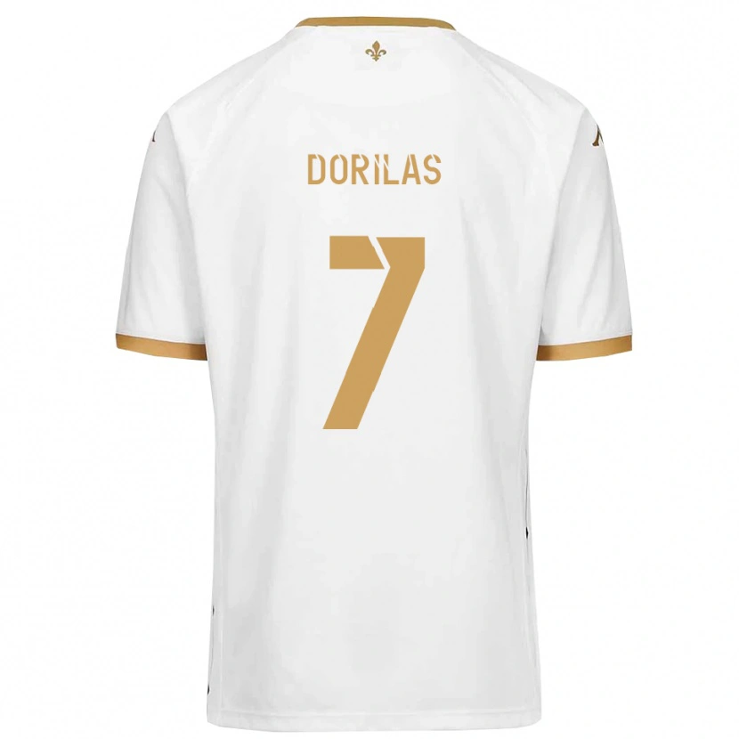 Danxen Enfant Maillot Johan Dorilas #7 Blanc Or Tenues Extérieur 2025/26 T-Shirt