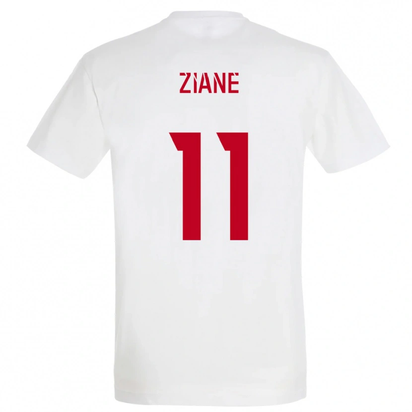 Danxen Enfant Maillot Mohamed Ziane #11 Blanc Rouge Jaune Tenues Extérieur 2025/26 T-Shirt