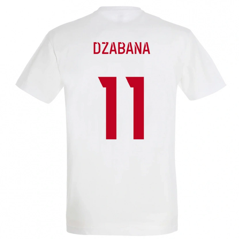 Danxen Enfant Maillot Alan Dzabana #11 Blanc Rouge Jaune Tenues Extérieur 2025/26 T-Shirt