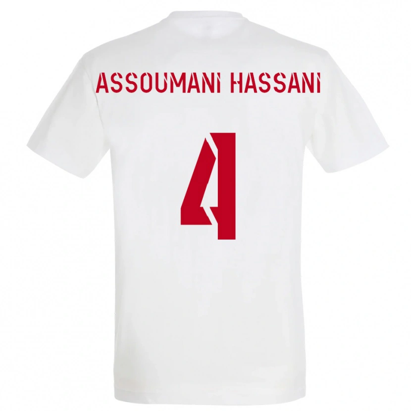 Danxen Enfant Maillot Nassim Assoumani Hassani #4 Blanc Rouge Jaune Tenues Extérieur 2025/26 T-Shirt