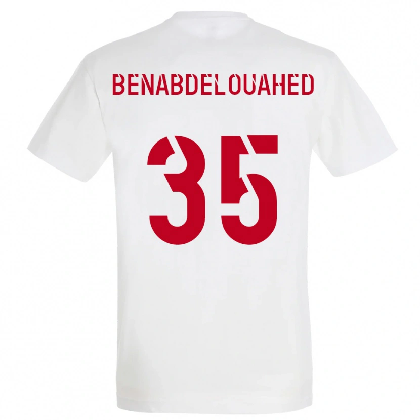 Danxen Enfant Maillot Kaïs Benabdelouahed #35 Blanc Rouge Jaune Tenues Extérieur 2025/26 T-Shirt