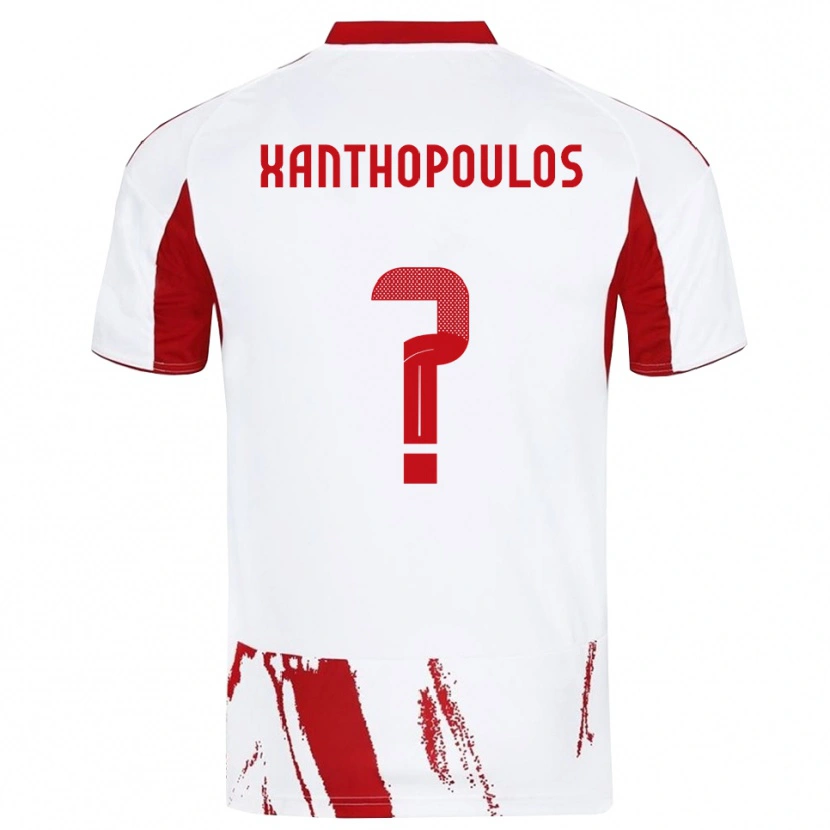 Danxen Enfant Maillot Giannis Xanthopoulos #0 Blanc Rouge Tenues Extérieur 2025/26 T-Shirt