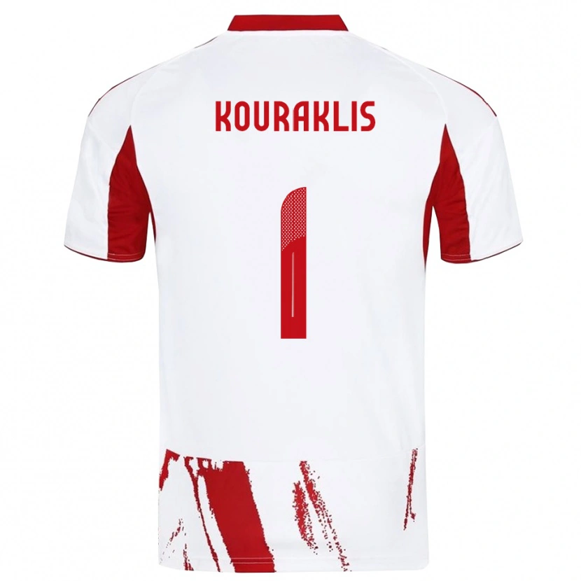 Danxen Enfant Maillot Georgios Kouraklis #1 Blanc Rouge Tenues Extérieur 2025/26 T-Shirt