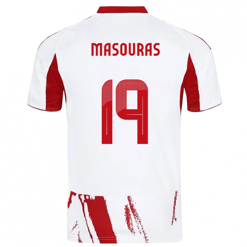 Danxen Enfant Maillot Georgios Masouras #19 Blanc Rouge Tenues Extérieur 2025/26 T-Shirt