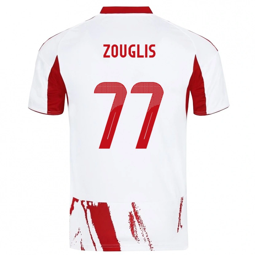 Danxen Enfant Maillot Nikolaos Zouglis #77 Blanc Rouge Tenues Extérieur 2025/26 T-Shirt