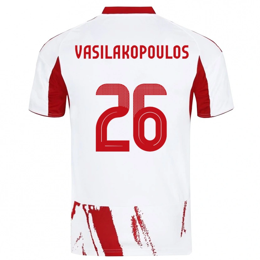 Danxen Enfant Maillot Sarantos Vasilakopoulos #26 Blanc Rouge Tenues Extérieur 2025/26 T-Shirt