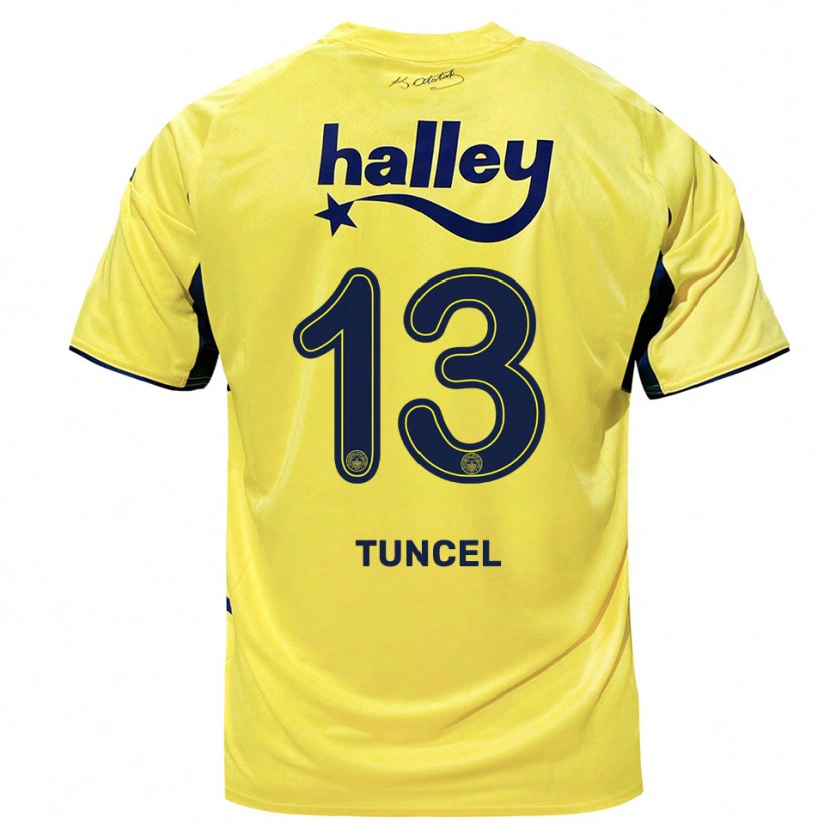 Danxen Enfant Maillot Ercan Tuncel #13 Jaune Marine Tenues Extérieur 2025/26 T-Shirt