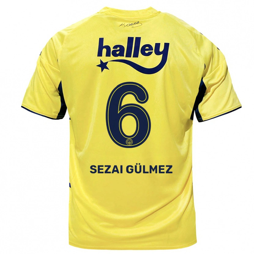 Danxen Enfant Maillot Mustafa Sezai Gülmez #6 Jaune Marine Tenues Extérieur 2025/26 T-Shirt