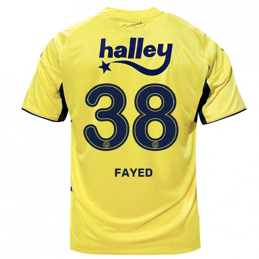 Danxen Enfant Maillot Omar Fayed #38 Jaune Marine Tenues Extérieur 2025/26 T-Shirt