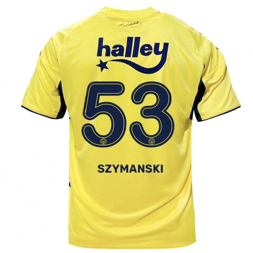 Danxen Enfant Maillot Sebastian Szymański #53 Jaune Marine Tenues Extérieur 2025/26 T-Shirt