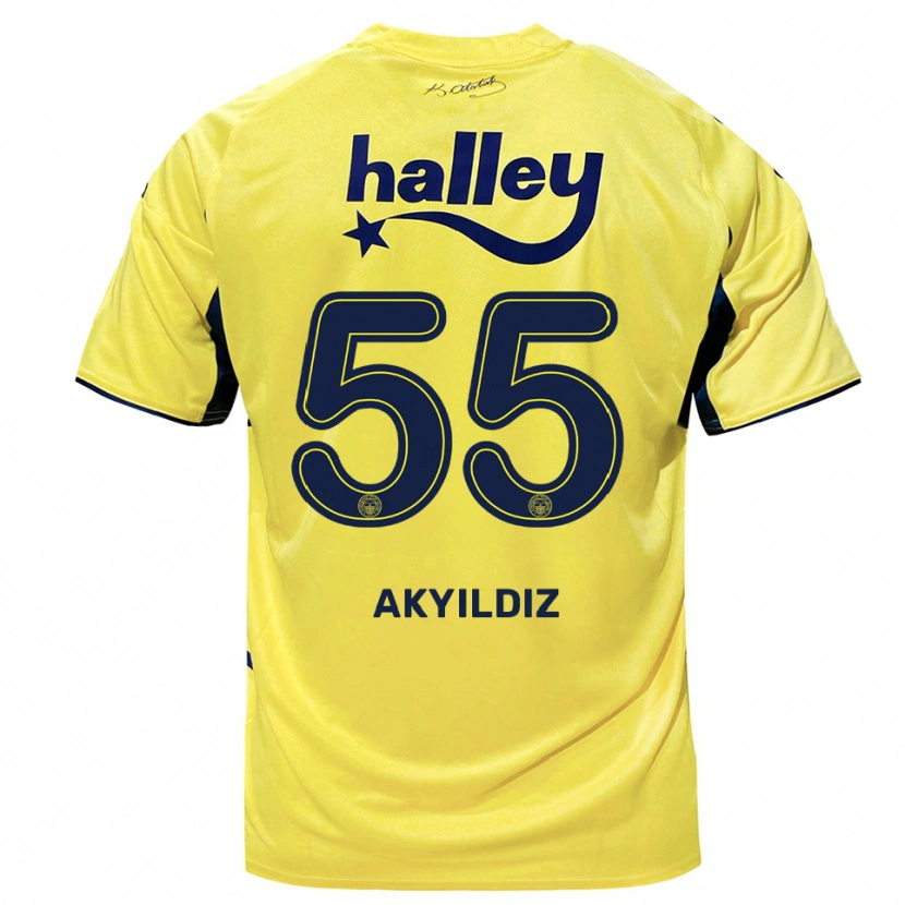Danxen Enfant Maillot Mustafa Akyıldız #55 Jaune Marine Tenues Extérieur 2025/26 T-Shirt