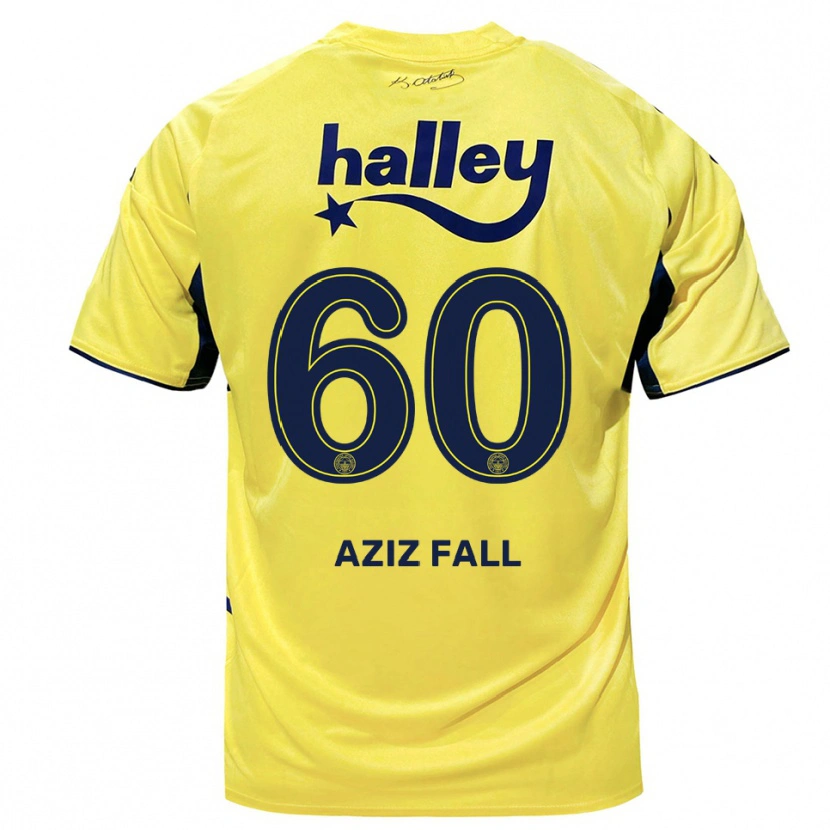Danxen Enfant Maillot Abdou Aziz Fall #60 Jaune Marine Tenues Extérieur 2025/26 T-Shirt