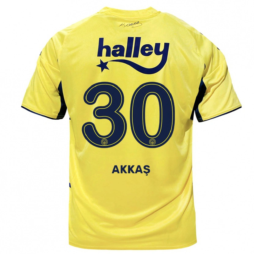 Danxen Enfant Maillot Arda Akkaş #30 Jaune Marine Tenues Extérieur 2025/26 T-Shirt