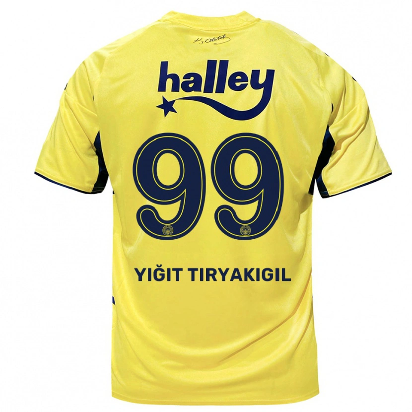 Danxen Enfant Maillot Ömer Yiğit Tiryakigil #99 Jaune Marine Tenues Extérieur 2025/26 T-Shirt