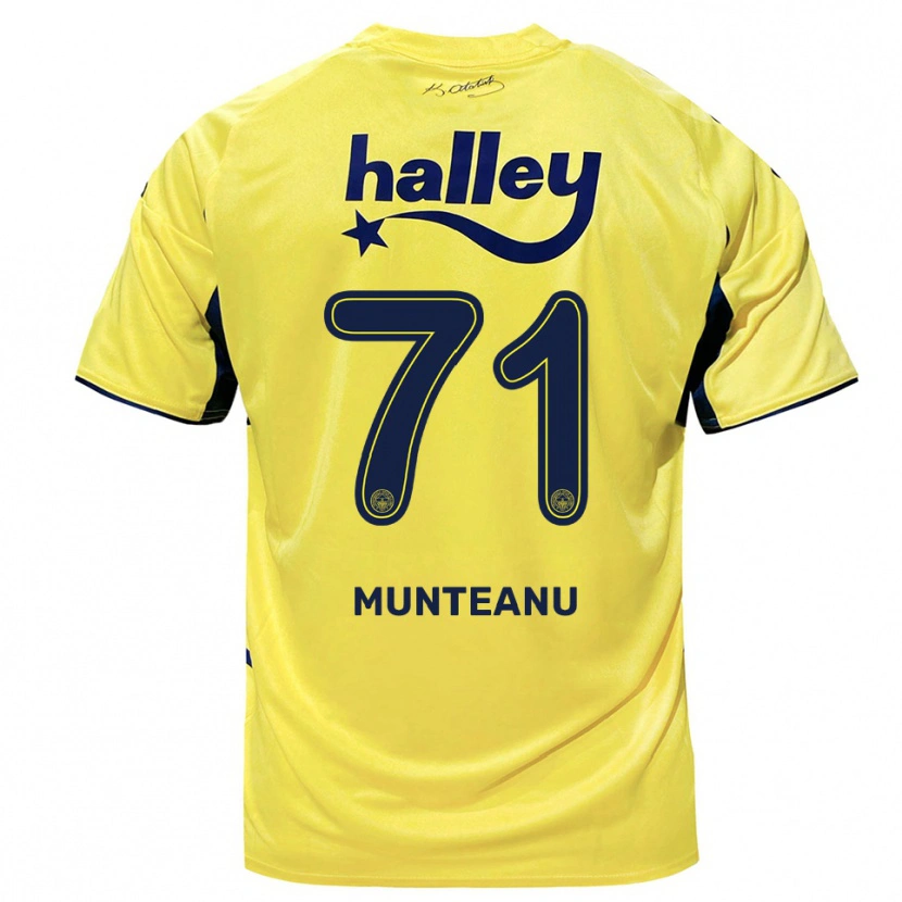 Danxen Enfant Maillot Natalia Munteanu #71 Jaune Marine Tenues Extérieur 2025/26 T-Shirt