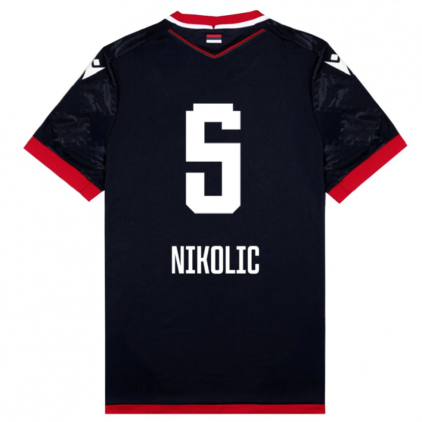 Danxen Enfant Maillot Lazar Nikolic #5 Noir Rouge Tenues Extérieur 2025/26 T-Shirt