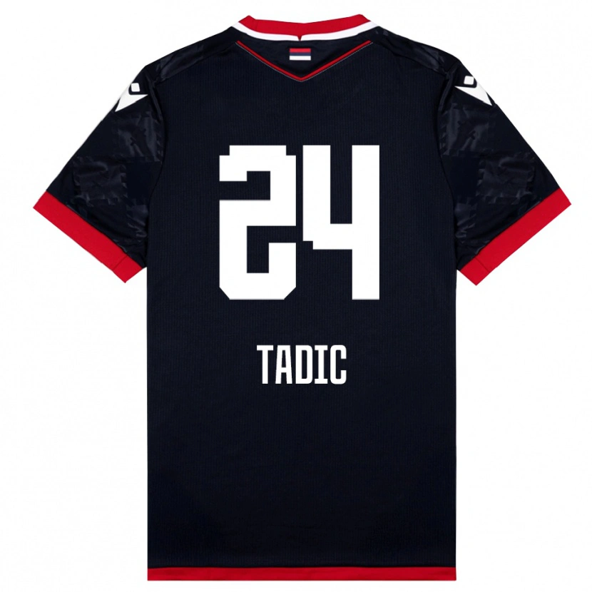 Danxen Enfant Maillot Ilija Tadic #24 Noir Rouge Tenues Extérieur 2025/26 T-Shirt