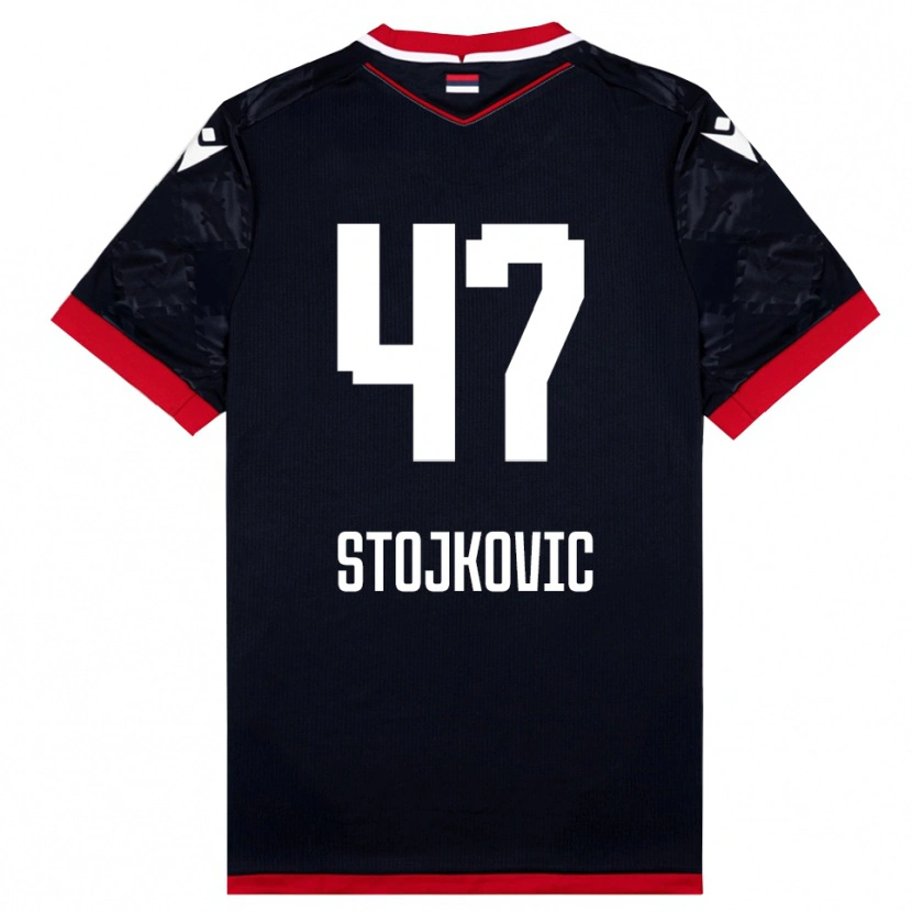 Danxen Enfant Maillot Strahinja Stojkovic #47 Noir Rouge Tenues Extérieur 2025/26 T-Shirt