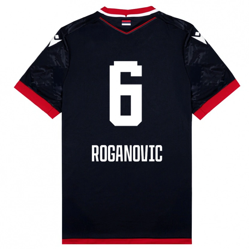 Danxen Enfant Maillot Vuk Roganovic #6 Noir Rouge Tenues Extérieur 2025/26 T-Shirt