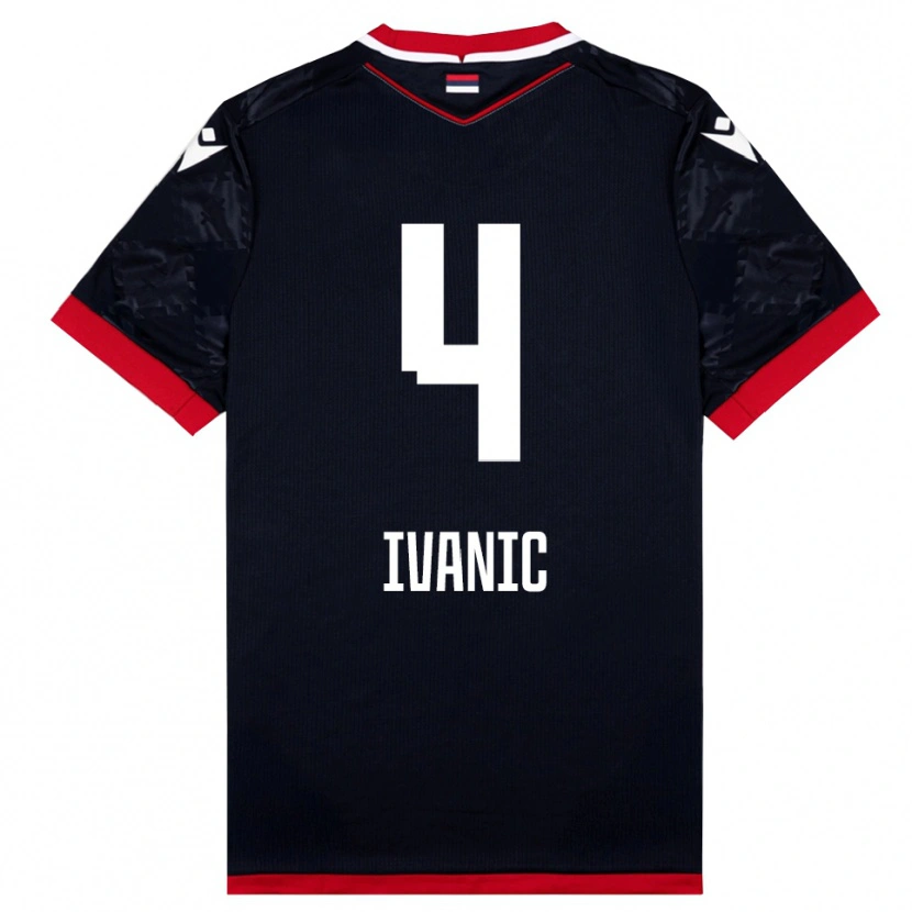 Danxen Enfant Maillot Mirko Ivanic #4 Noir Rouge Tenues Extérieur 2025/26 T-Shirt