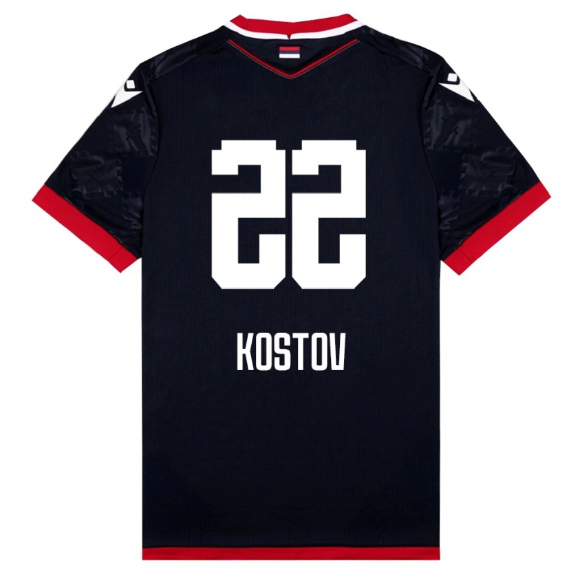 Danxen Enfant Maillot Vasilije Kostov #22 Noir Rouge Tenues Extérieur 2025/26 T-Shirt