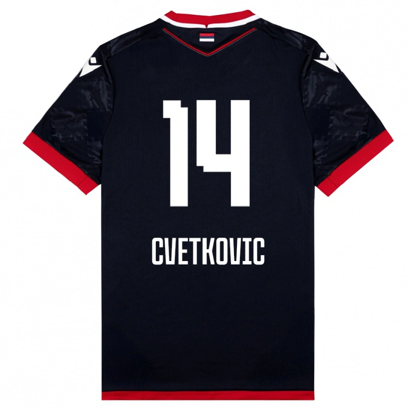 Danxen Enfant Maillot Djordje Cvetkovic #14 Noir Rouge Tenues Extérieur 2025/26 T-Shirt