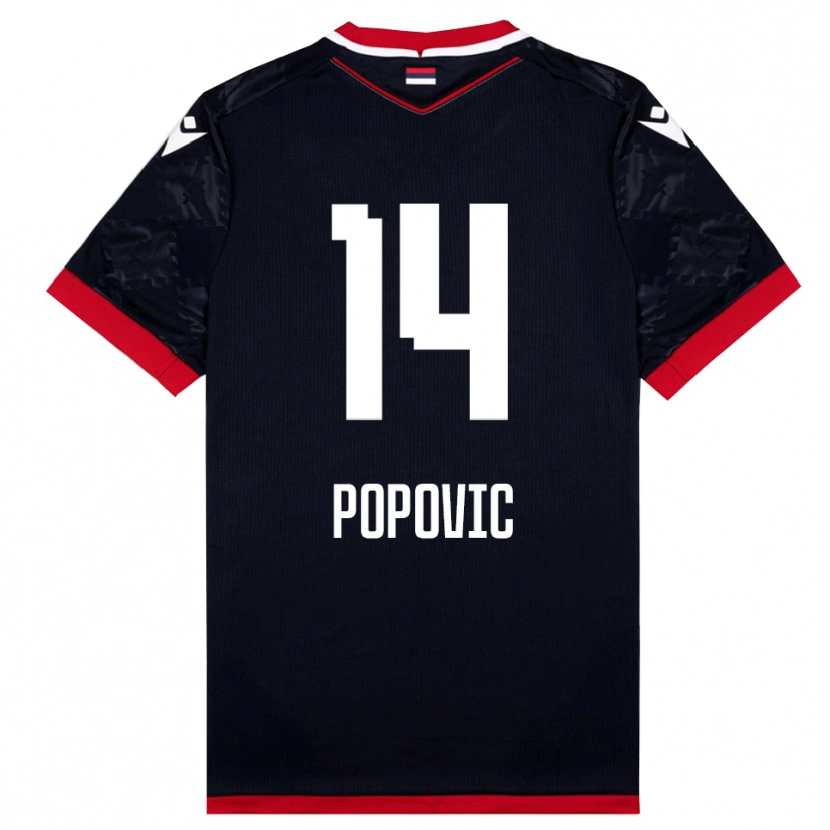 Danxen Enfant Maillot Mihajlo Popovic #14 Noir Rouge Tenues Extérieur 2025/26 T-Shirt