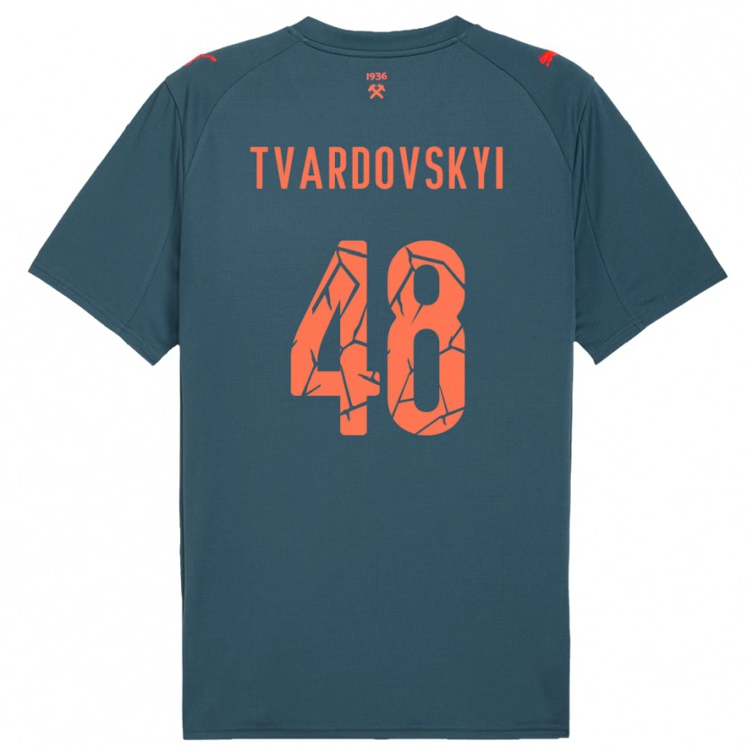 Danxen Enfant Maillot Denys Tvardovskyi #48 Marine Rouge Tenues Extérieur 2025/26 T-Shirt