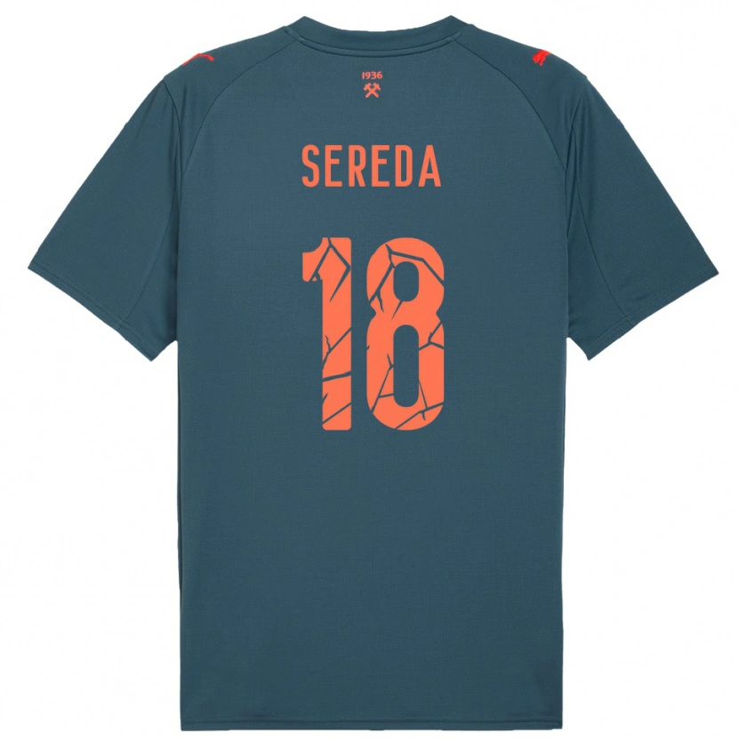 Danxen Enfant Maillot Oleksandr Sereda #18 Marine Rouge Tenues Extérieur 2025/26 T-Shirt