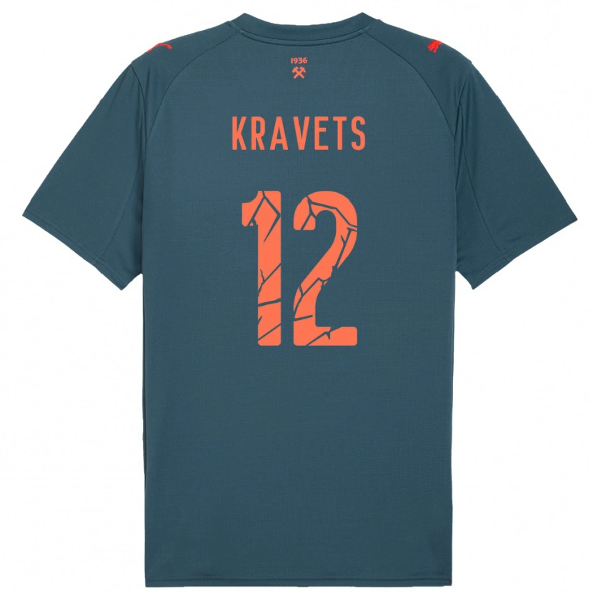 Danxen Enfant Maillot Vladyslav Kravets #12 Marine Rouge Tenues Extérieur 2025/26 T-Shirt