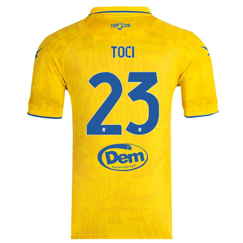 Danxen Homme Maillot Matteo Toci #23 Jaune Bleu Tenues Domicile 2025/26 T-Shirt