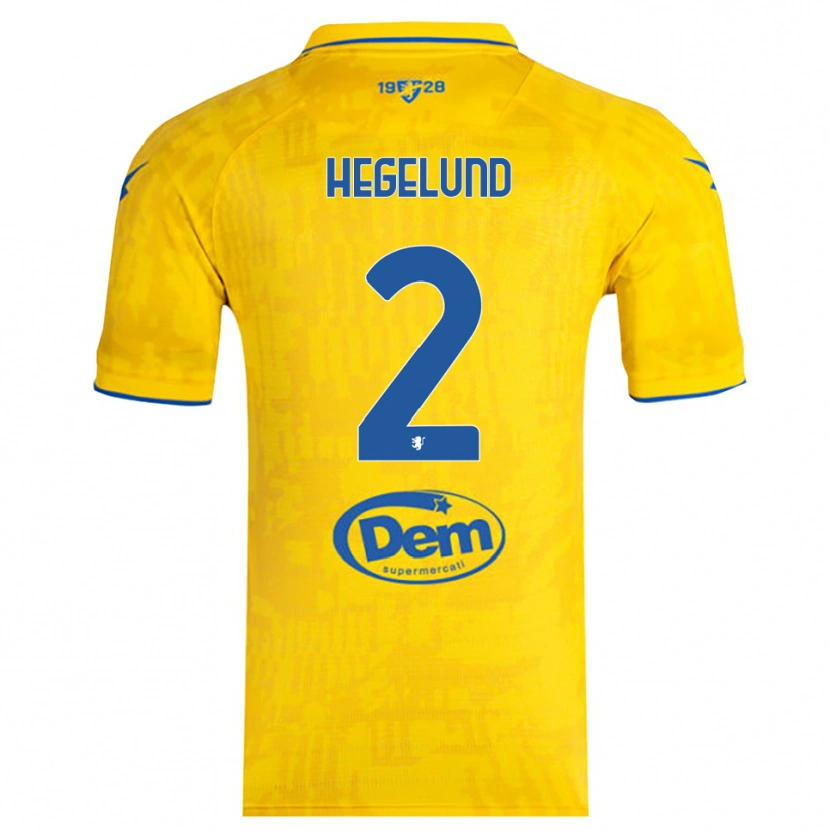 Danxen Homme Maillot Victor Hegelund #2 Jaune Bleu Tenues Domicile 2025/26 T-Shirt