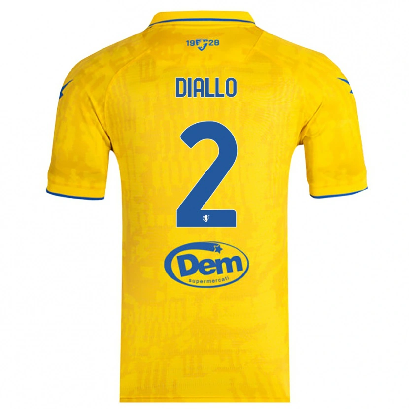 Danxen Homme Maillot Abdoul Diallo #2 Jaune Bleu Tenues Domicile 2025/26 T-Shirt