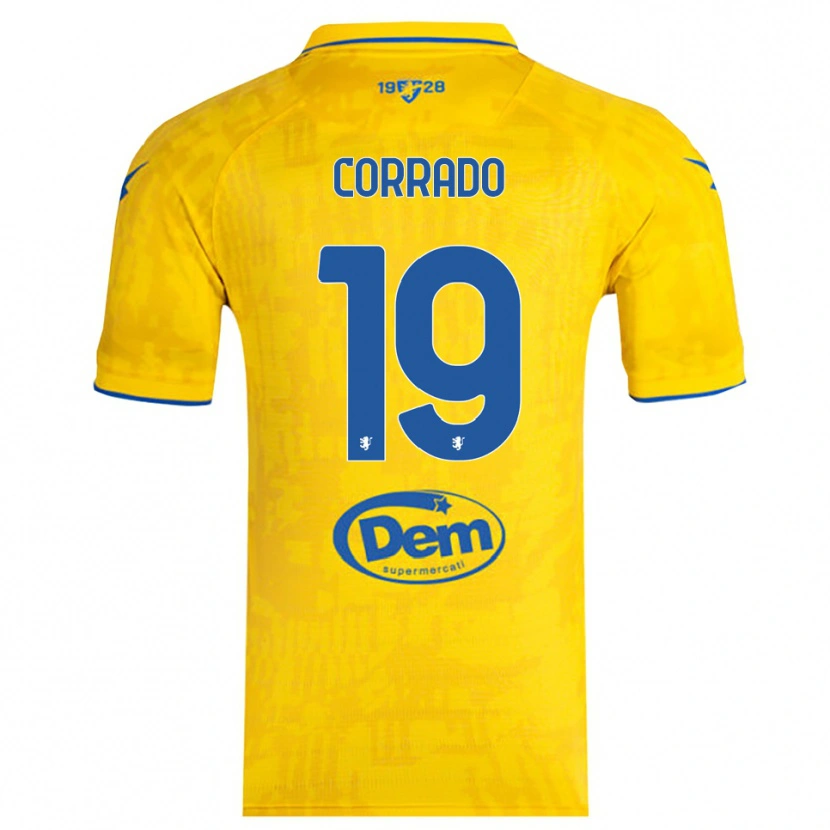 Danxen Homme Maillot Niccolò Corrado #19 Jaune Bleu Tenues Domicile 2025/26 T-Shirt
