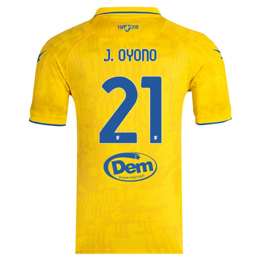 Danxen Homme Maillot Jérémy Oyono #21 Jaune Bleu Tenues Domicile 2025/26 T-Shirt