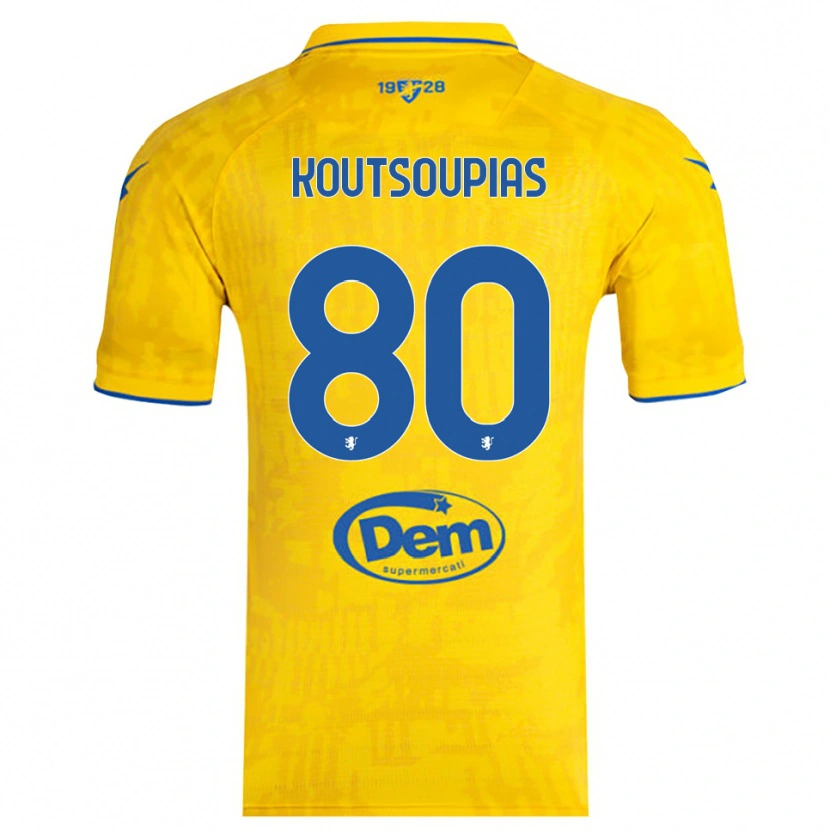 Danxen Homme Maillot Ilias Koutsoupias #80 Jaune Bleu Tenues Domicile 2025/26 T-Shirt