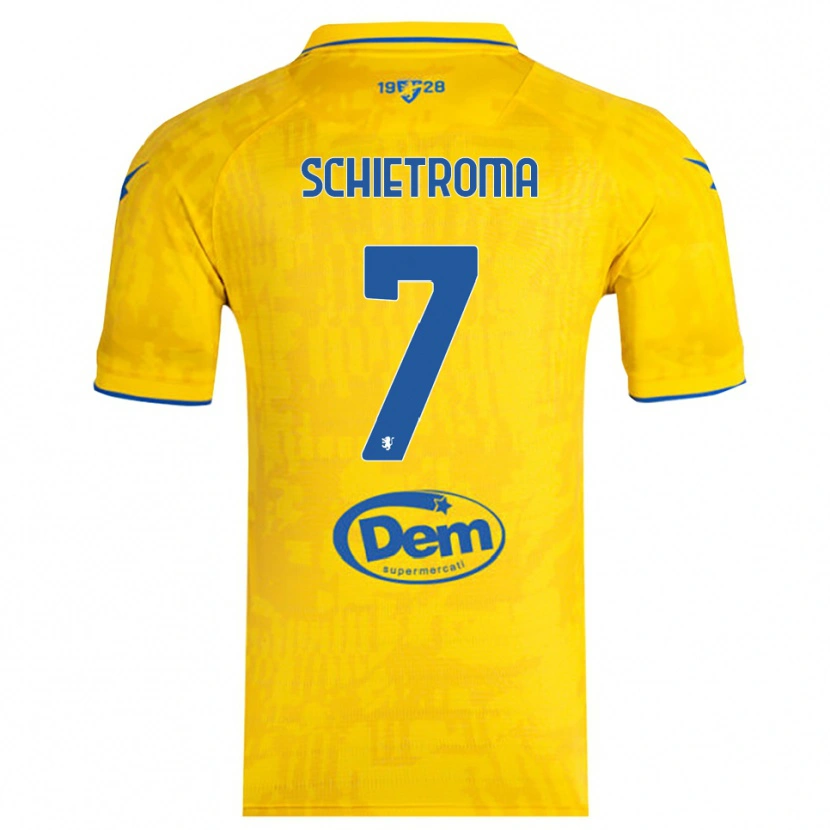 Danxen Homme Maillot Lorenzo Schietroma #7 Jaune Bleu Tenues Domicile 2025/26 T-Shirt