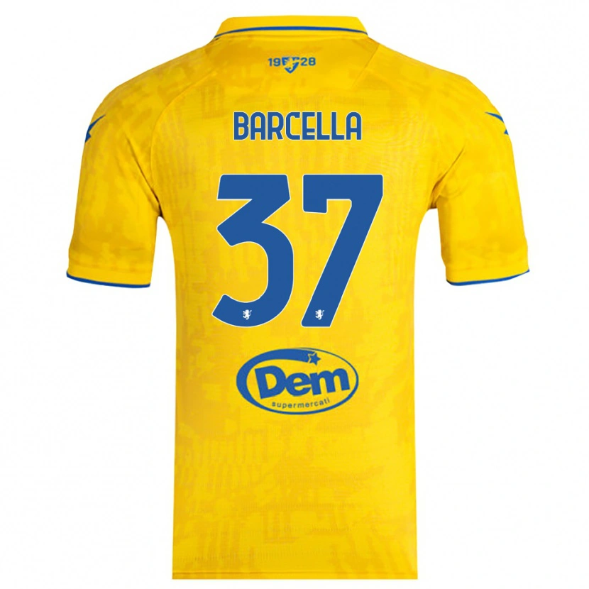 Danxen Homme Maillot Kevin Barcella #37 Jaune Bleu Tenues Domicile 2025/26 T-Shirt