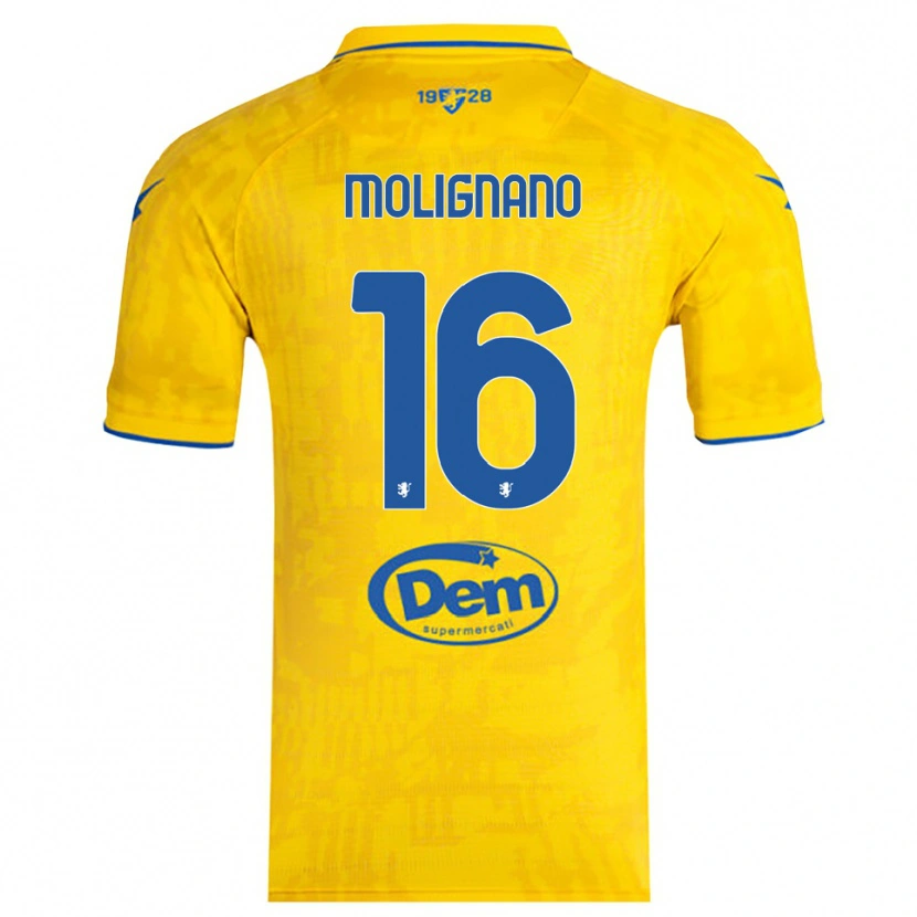 Danxen Homme Maillot Gaetano Molignano #16 Jaune Bleu Tenues Domicile 2025/26 T-Shirt