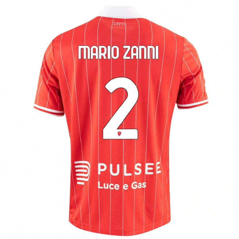 Danxen Homme Maillot Mario Zanni #2 Rouge Blanc Tenues Domicile 2025/26 T-Shirt
