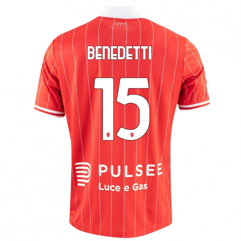 Danxen Homme Maillot Elia Benedetti #15 Rouge Blanc Tenues Domicile 2025/26 T-Shirt
